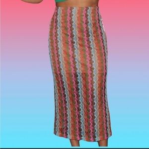 Crochet boho style midi skirt with slit